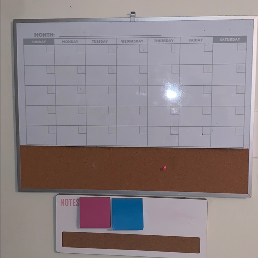 Dry erase calendar white board.